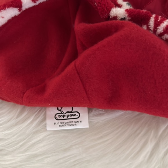 Top Paw Dog Top Paw Red Quilted Coat Wfairisle Hood Poshmark